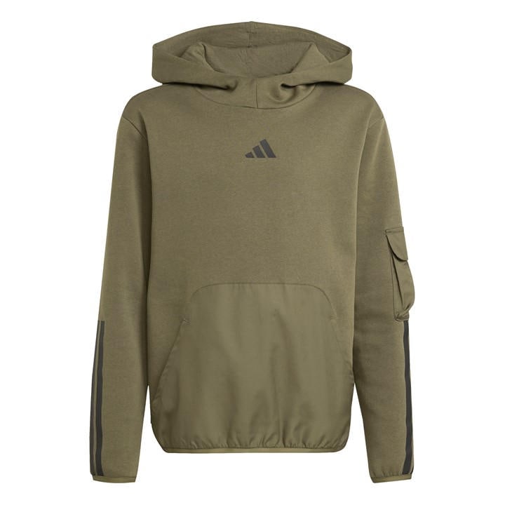 Adidas Boys Green Utility Fleece Hoodie  in Size 7 - 8 Years, Sports Direct