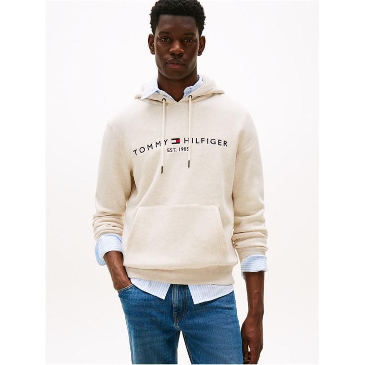 Tommy Hilfiger Men's Cream Logo Hoodie in Size L, Sports Direct