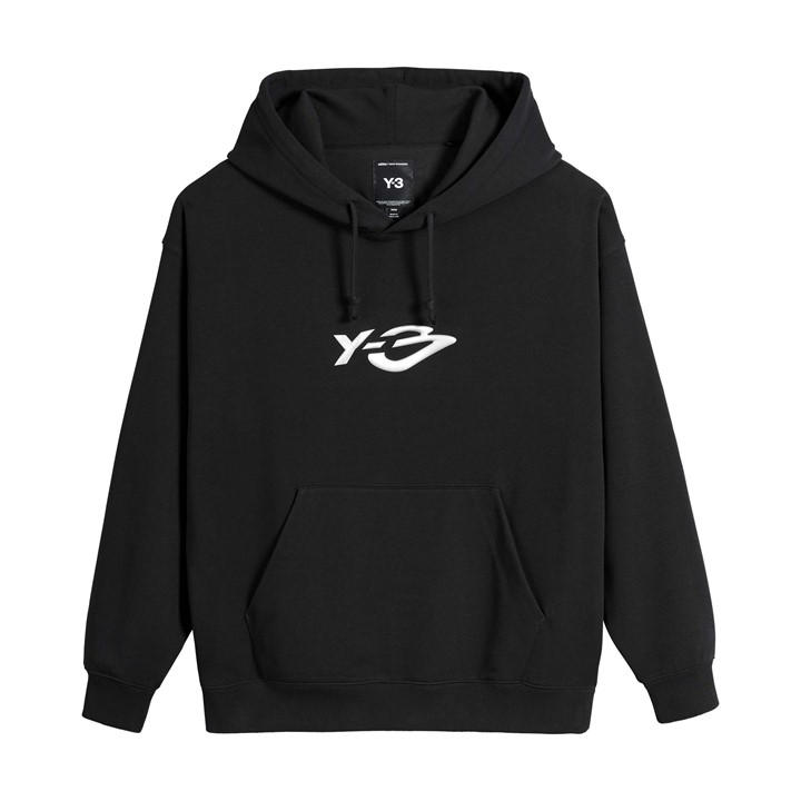 Y3 Men' Black French Terry Liquid Logo Hoodie in Size S, Sports Direct