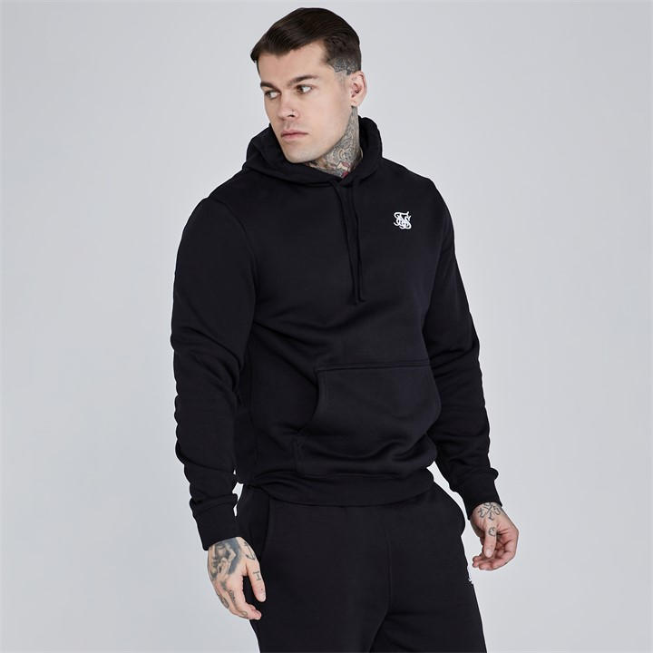 Siksilk Men's Black Essentials Logo Hoodie in Size M, Sports Direct