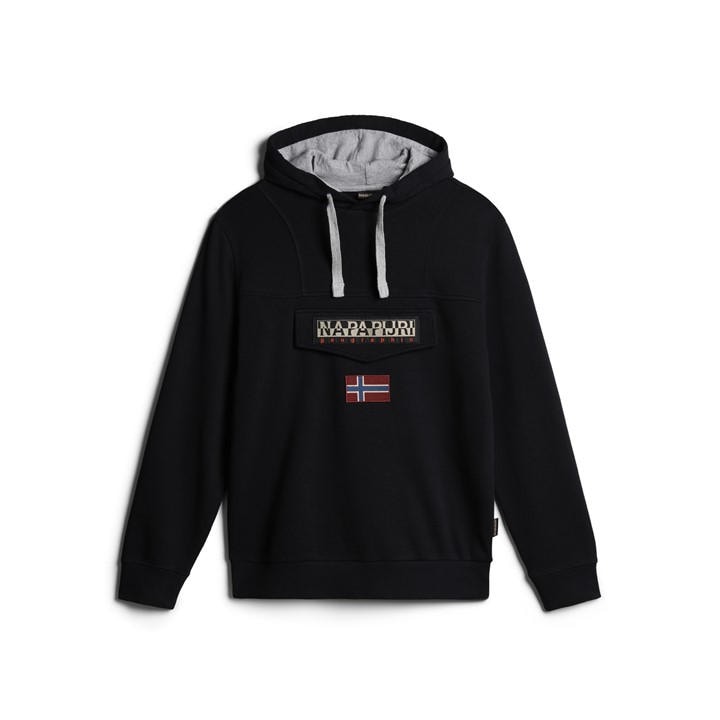 Napapijri Men' Black Burgee Logo Hoodie in Size S, Sports Direct