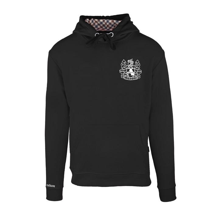 Aquascutum Men' Black Hooded Sweat Pull Over Hoodie in Size S, Sports Direct