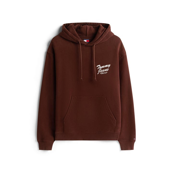 Tommy Jeans Men's Brown Novelty Cotton Pull Over Hoodie in Size L, Sports Direct