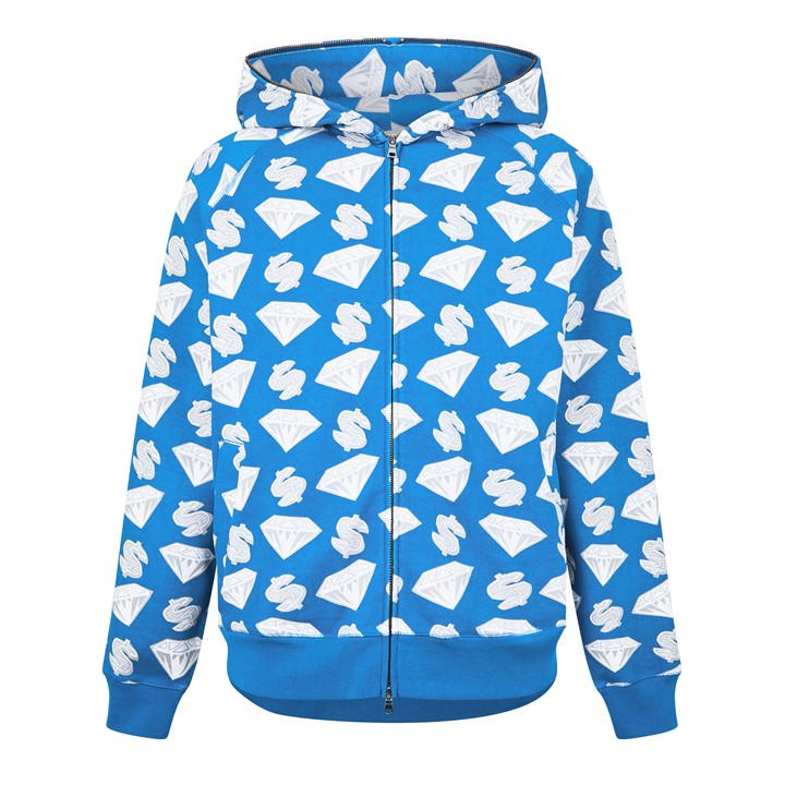 Billionaire Boys Club Men's Blue Diamonds And Dollars Pull Over Hoodie in Size XL, Sports Direct