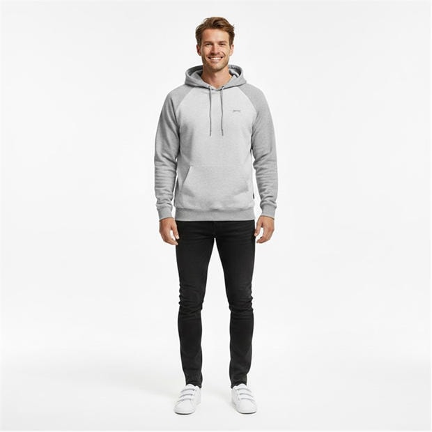 Ice Marl/Grey - Slazenger - Fleece Contrast Hoodie Mens
