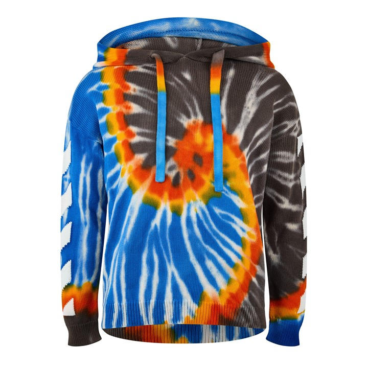 Off White Men' Black Diag Tie Dye Long Sleeve Hoodie in Size S, Sports Direct