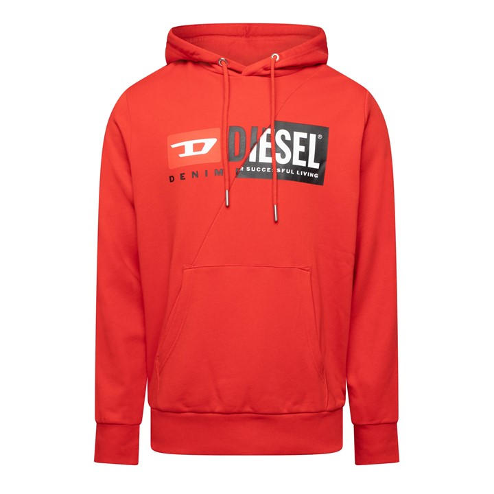 Diesel Men' Red Over The Head Hoodie in Size S, Sports Direct