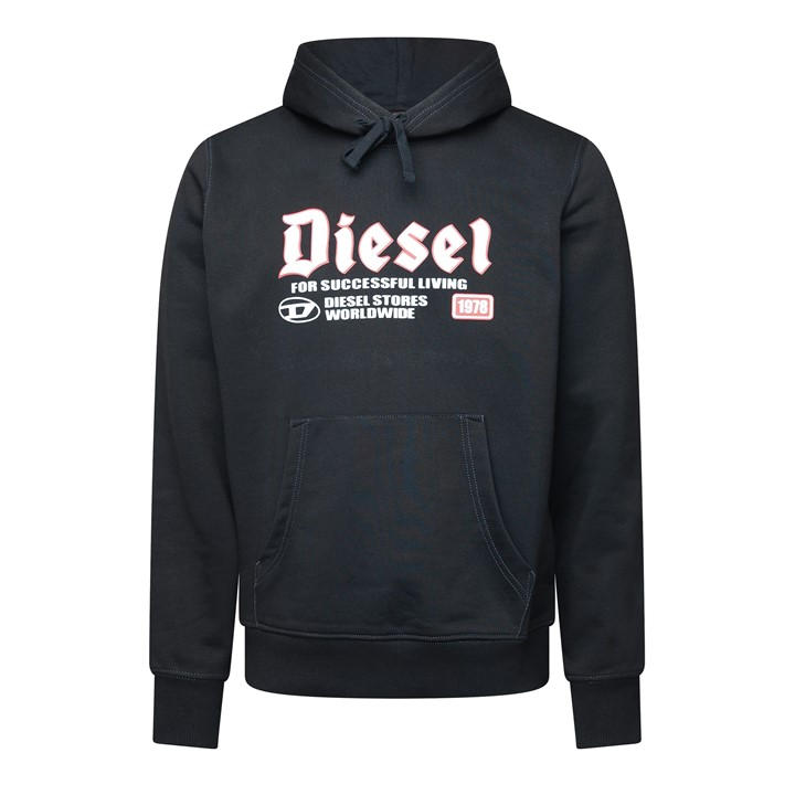 Diesel Men's Black Over The Head Hoodie in Size M, Sports Direct