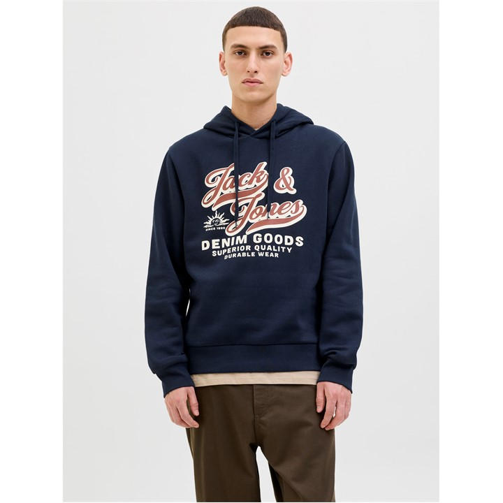 Jack And Jones Men' Blue Colour Logo Hoodie in Size S, Sports Direct