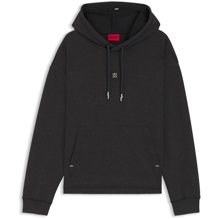 Hugo Men' Grey Dineo Red Pull Over Hoodie in Size S, Sports Direct