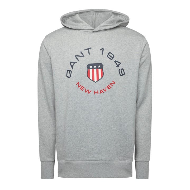 Gant Men' Grey Graphic Hoodie in Size S, Sports Direct