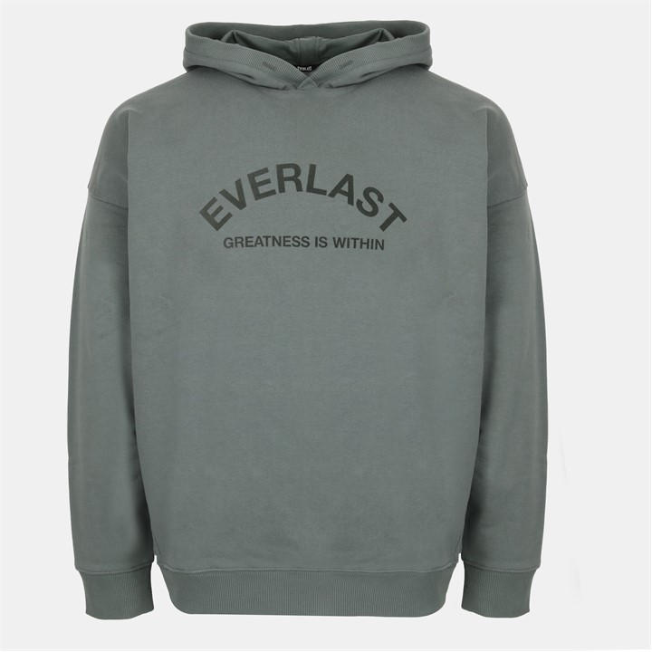 Everlast Men's Green Flocked Cotton Long Sleeve Oversized Fit Hoodie in Size M, Sports Direct