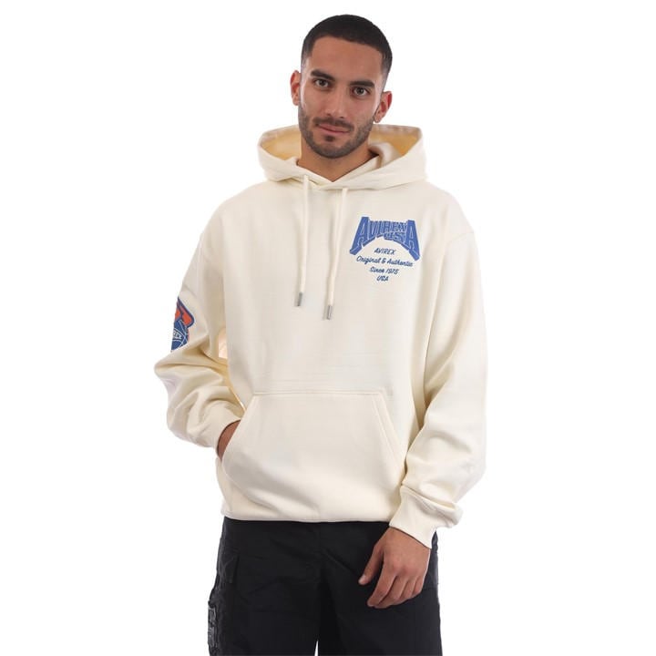 Avirex Men's Cream Oakland Pull Over Hoodie in Size XL, Sports Direct
