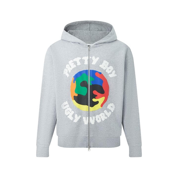 Pretty Boy Ugly World Men's Grey Pbuw Zip Hoodie in Size 2XL, Sports Direct
