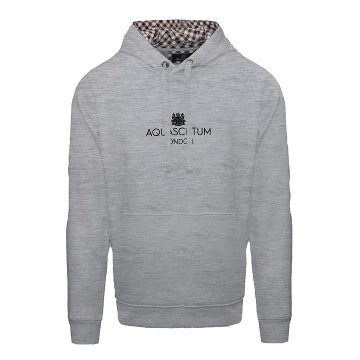 Aquascutum Men's Grey Hooded Sweat Hoodie in Size L, Sports Direct