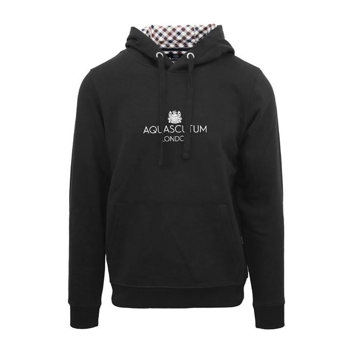 Aquascutum Men's Black Hooded Sweat Hoodie in Size L, Sports Direct