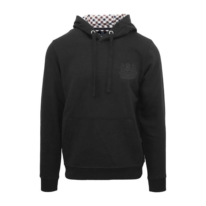 Aquascutum Men's Black Hooded Sweat Pull Over Hoodie in Size XL, Sports Direct
