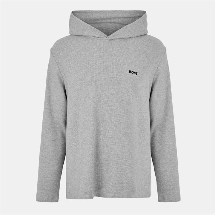 Boss Men's Grey Bodywear Waffle Loungewear Hoodie With Logo Detail in Size 2XL, Sports Direct