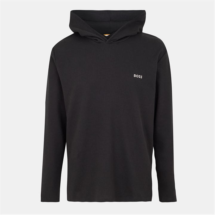 Boss Men's Black Bodywear Waffle Loungewear Hoodie With Logo Detail in Size 2XL, Sports Direct