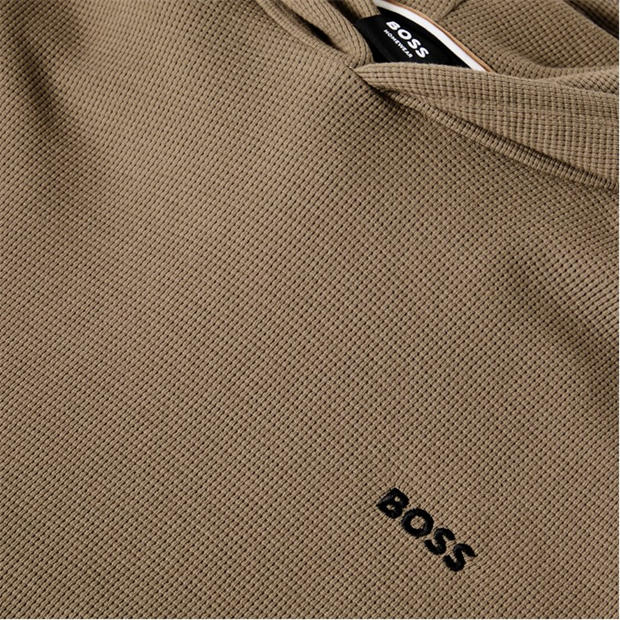 Open Brown 245 - Boss - Mens BOSS Bodywear Waffle Loungewear Hoodie with Logo Detail