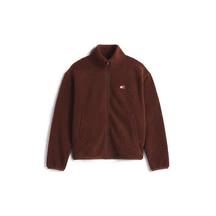 Tommy Jeans Men' Brown Full Zip Teddy Hoodie in Size S, Sports Direct