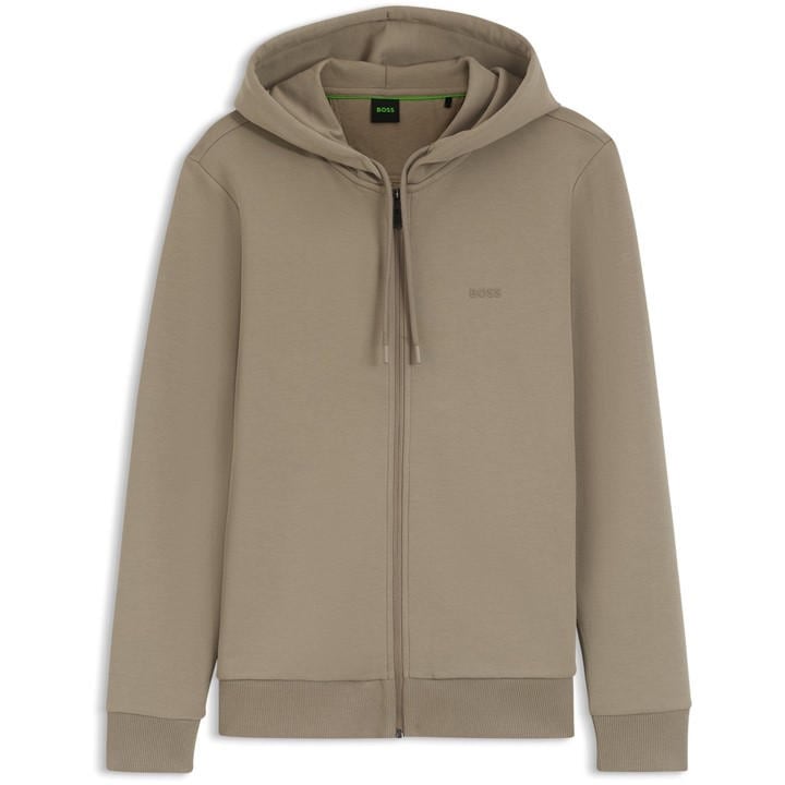 Boss Men's Brown Green Full-Zip Hoodie With Adjustable Drawstring Hood - Streamlined Design in Size 2XL, Sports Direct
