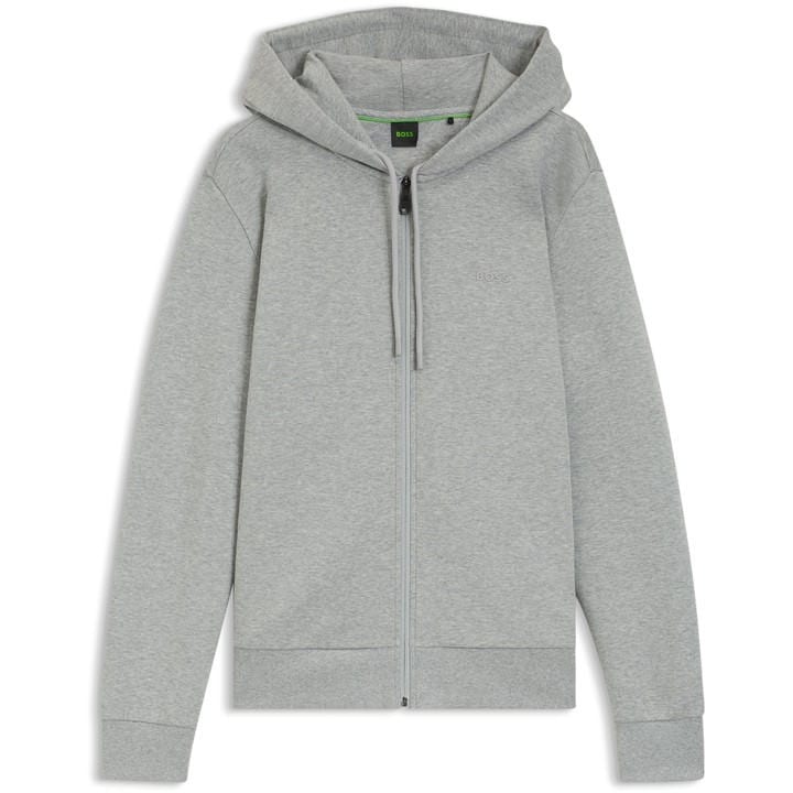 Boss Men's Silver Green Full-Zip Hoodie With Adjustable Drawstring Hood - Streamlined Design in Size 2XL, Sports Direct