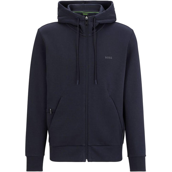 Boss Men's Blue Green Full-Zip Hoodie With Adjustable Drawstring Hood - Streamlined Design in Size XL, Sports Direct