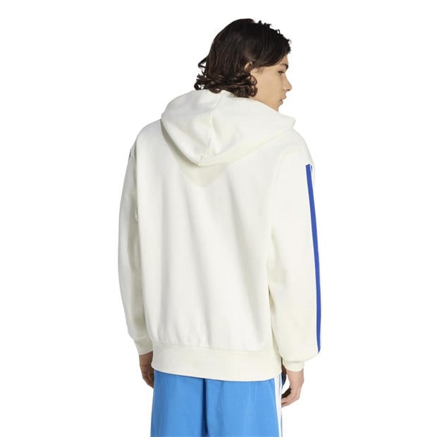 White/Bue - adidas - Essentials Fleece 3-Stripes Full-Zip Hoodie Mens