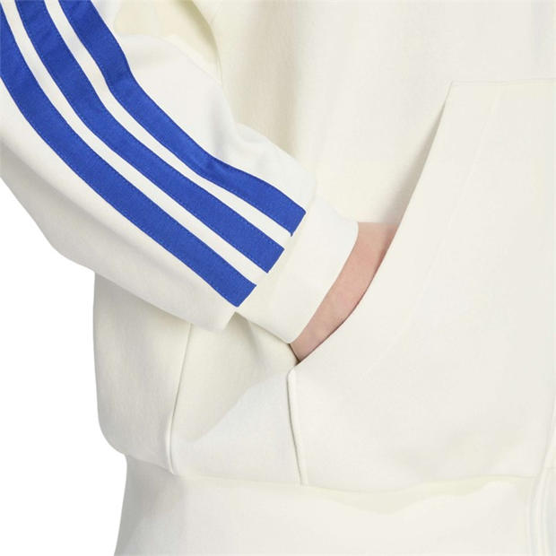 White/Bue - adidas - Essentials Fleece 3-Stripes Full-Zip Hoodie Mens
