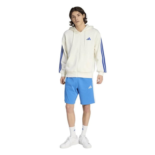 White/Bue - adidas - Essentials Fleece 3-Stripes Full-Zip Hoodie Mens