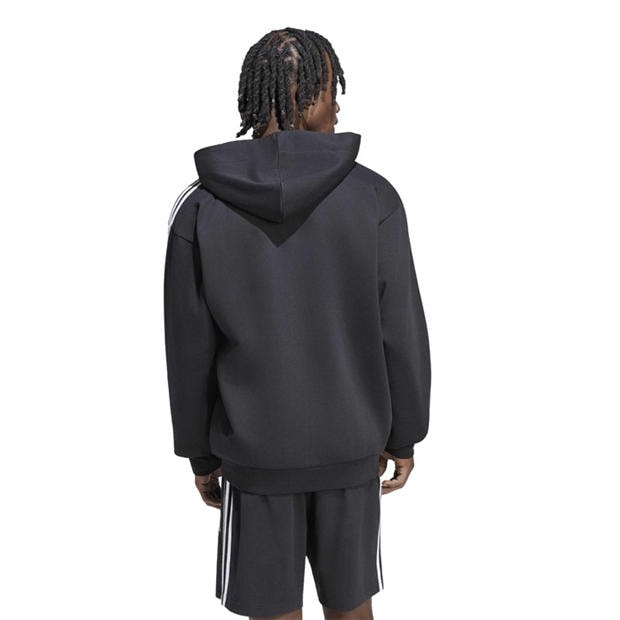 Black/White - adidas - Essentials Fleece 3-Stripes Full-Zip Hoodie Mens