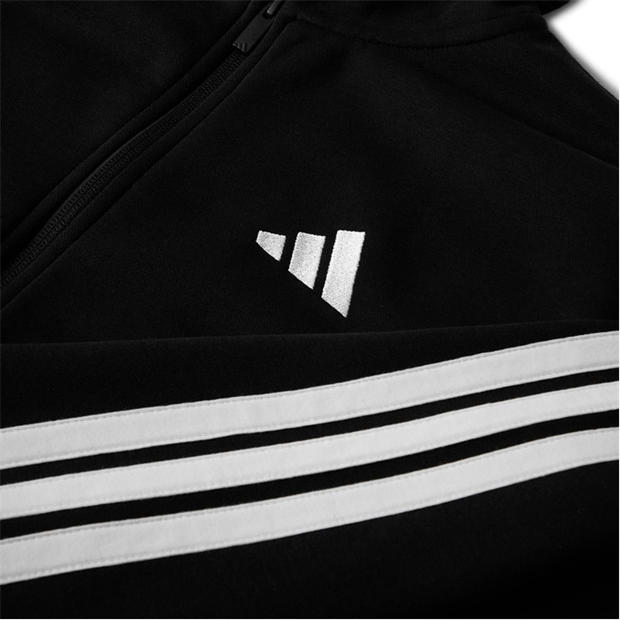 Black/White - adidas - Essentials Fleece 3-Stripes Full-Zip Hoodie Mens