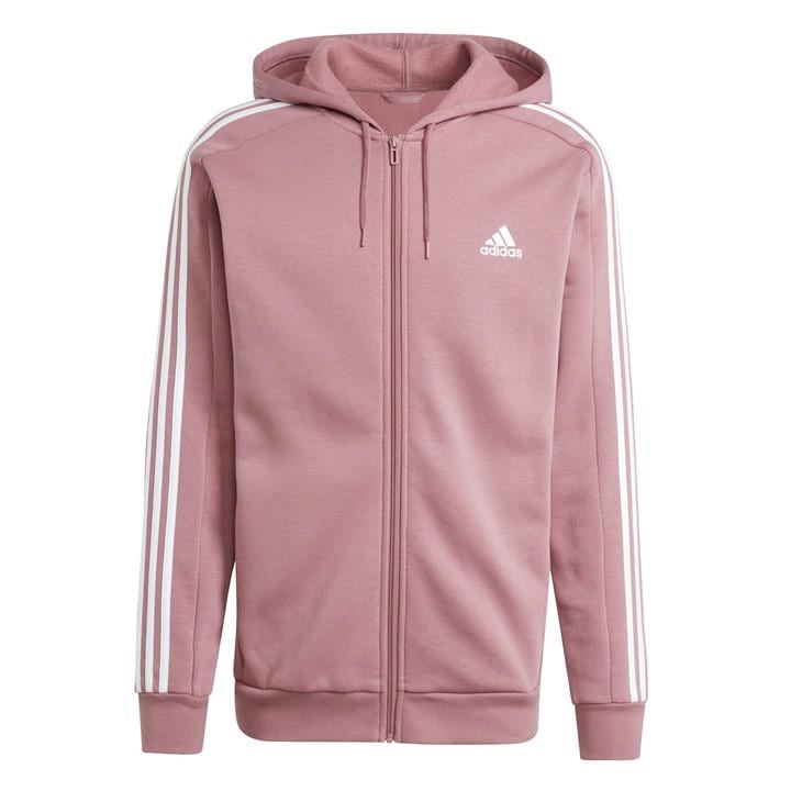 Adidas Men' Red Essentials Fleece 3-Stripes Full-Zip Hoodie in Size S, Sports Direct