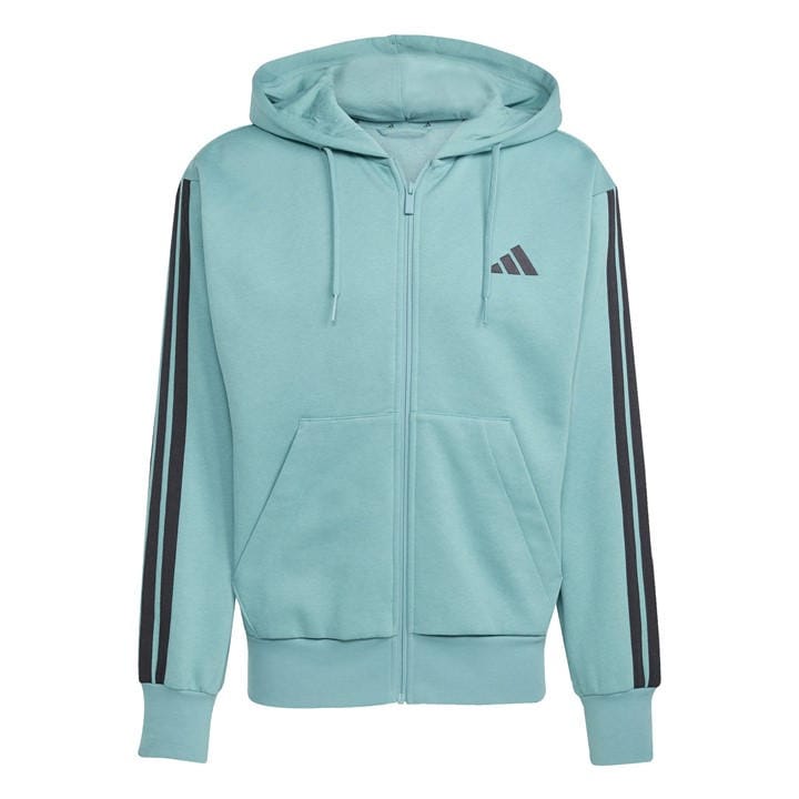 Adidas Men' Green Essentials Fleece 3-Stripes Full-Zip Hoodie in Size S, Sports Direct