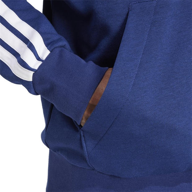 Navy/White - adidas - Essentials Fleece 3-Stripes Full-Zip Hoodie Mens