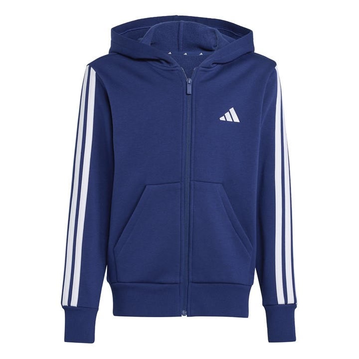 Adidas Boys Blue Essentials 3-Stripes Hoodie Kids in Size 9 - 10 Years, Sports Direct