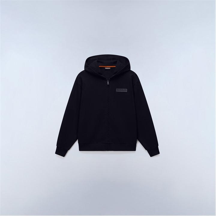Napapijri Boys Black Napa Logo Zip Hood  in Size 14 - 16 Years, Sports Direct