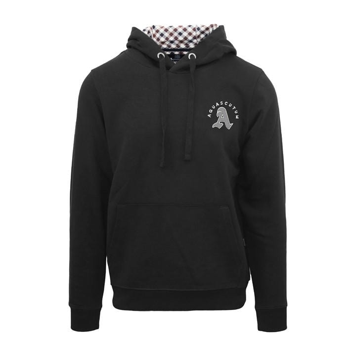 Aquascutum Men's Black Hooded Sweat Pull Over Hoodie in Size M, Sports Direct