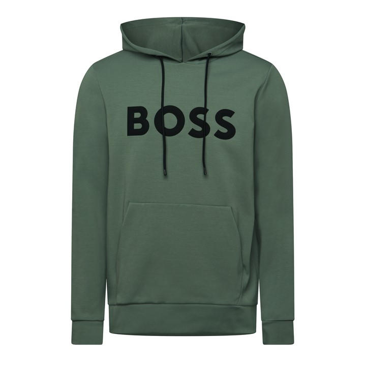 Boss Men' Green Long Sleeve Hoodie - Performance Fabric With Natural Stretch in Size S, Sports Direct