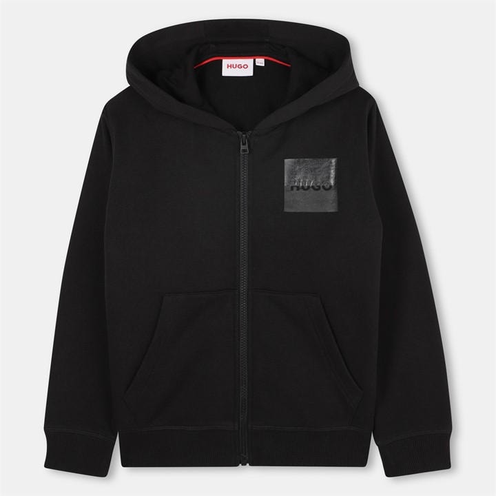 Hugo Boys Black Kids' Split Zip Hoodie in Size 11 - 12 Years, Sports Direct