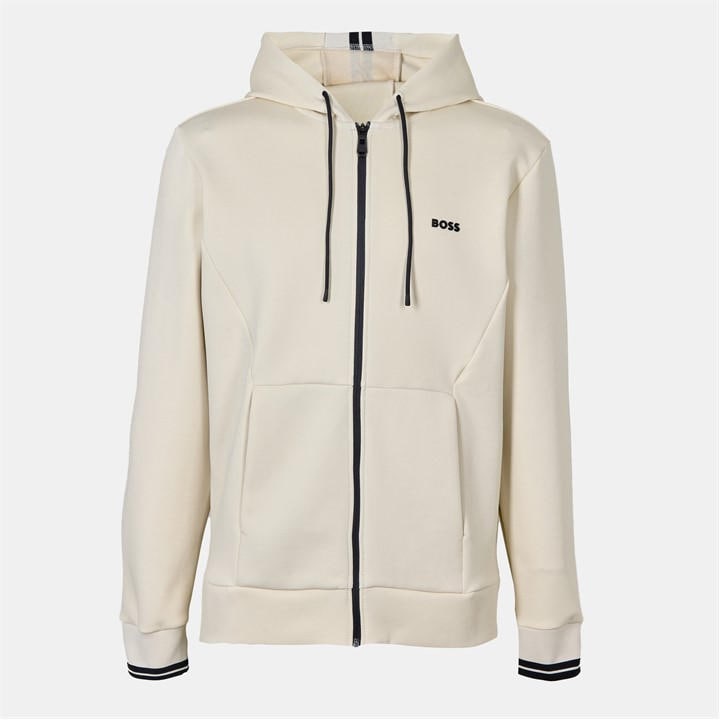 Boss Men's White Zip Hoodie, Advanced Stretch in Size M, Sports Direct