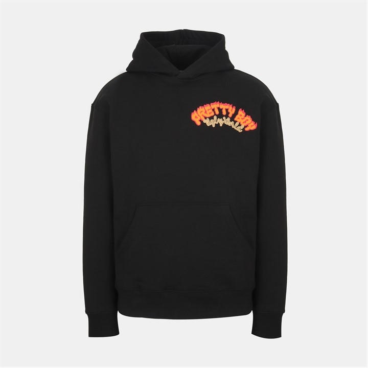 Pretty Boy Ugly World Men' Black Fire Cotton Long Sleeve Oversized Fit Hoodie in Size S, Sports Direct