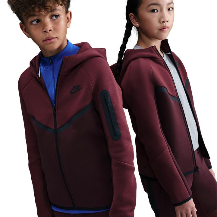 Nike Boys Red Sportswear Tech Fleece Full-Zip Hoodie Juniors