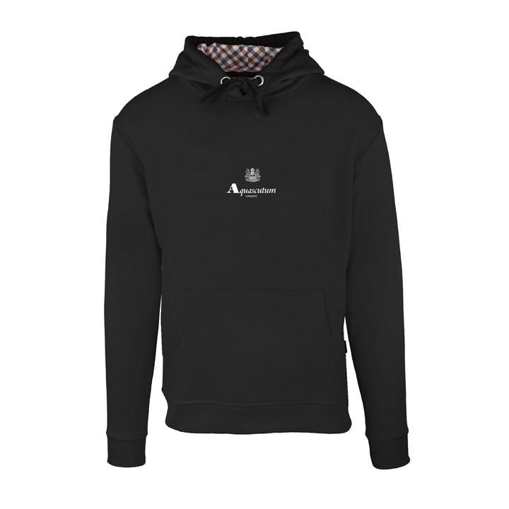 Aquascutum Men's Black Hooded Sweat Pull Over Hoodie in Size M, Sports Direct