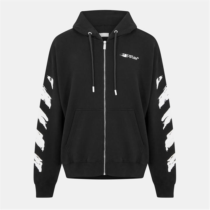 Off White Men' Black Ink Zip Hoodie in Size S, Sports Direct
