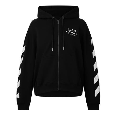 L AB Off White - Men's Diag Cotton Long-Sleeve Oversized-Fit Zip Hoodie