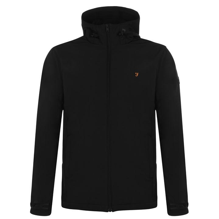 Farah Men's Black Bective Water Resistant Long Sleeve Softshell Jacket in Size M, Sports Direct