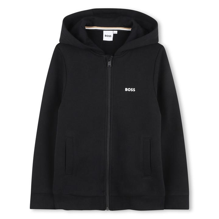 Boss Boys Black Kids' Logo Zip Hoodie in Size 9 - 10 Years, Sports Direct