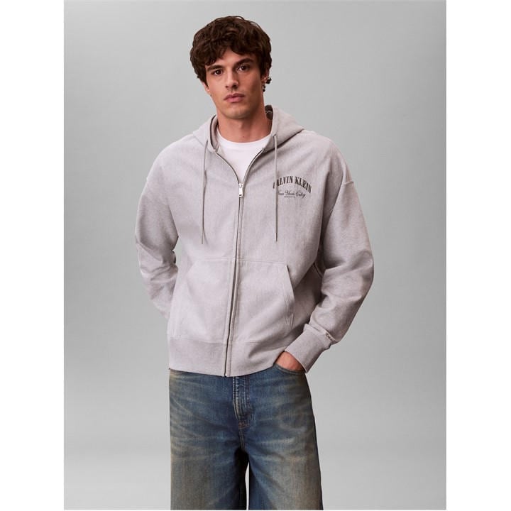 Calvin Klein Jeans Men's Grey Overhead Hoodie in Size L, Sports Direct